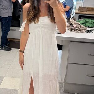 White Off the Shoulder Neckline